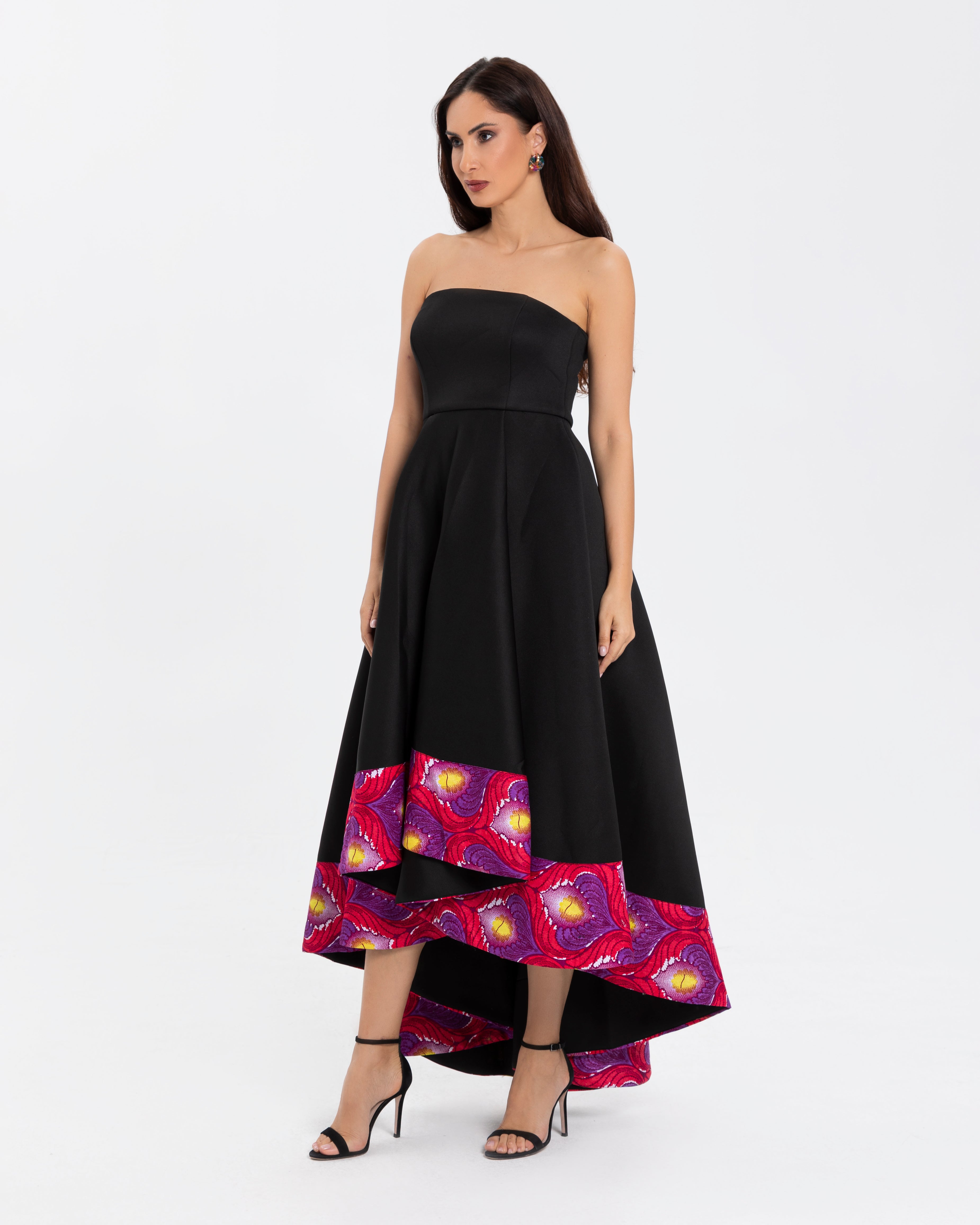 Maxi Tube Dress With Ankara Print Hem