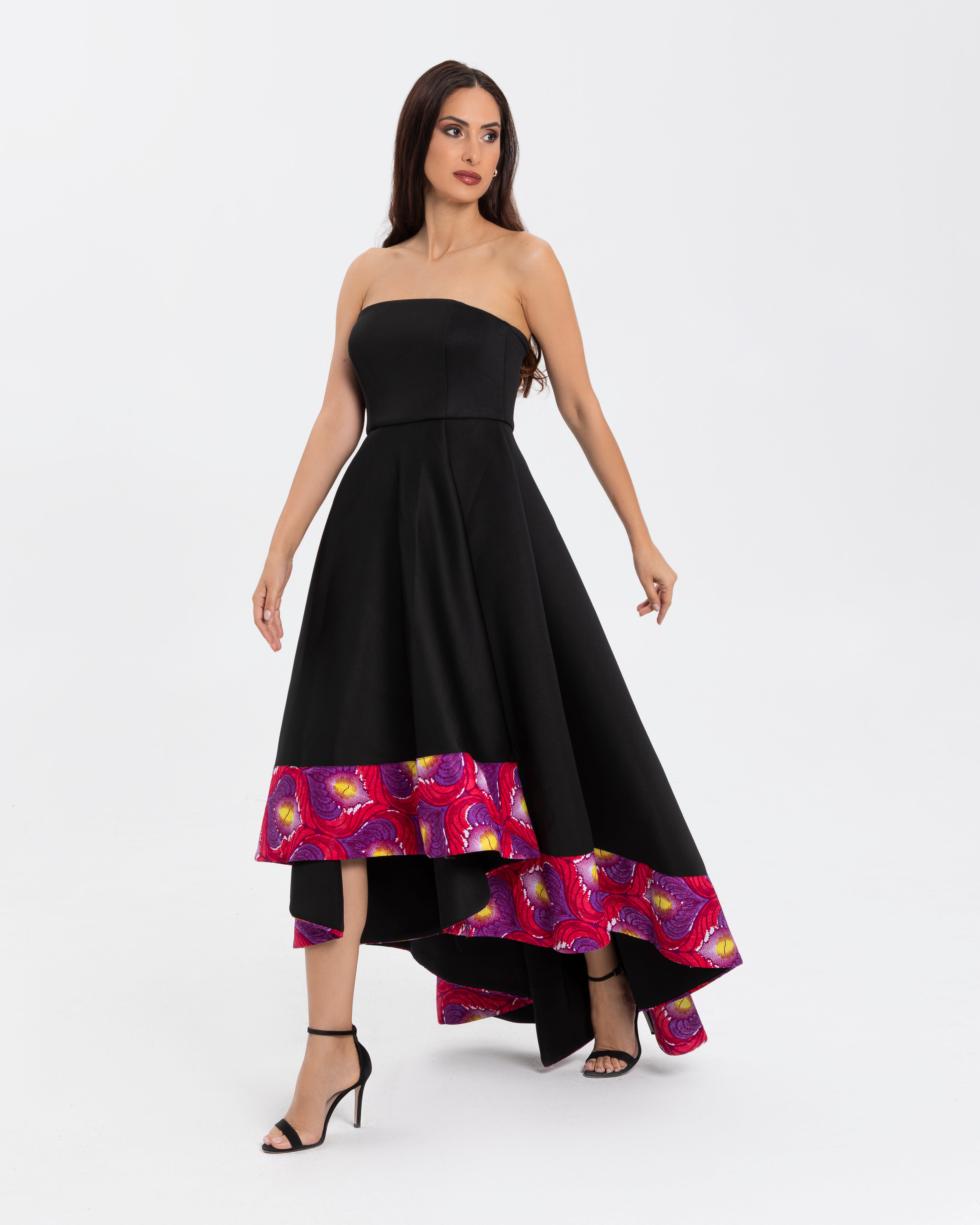 Maxi Tube Dress With Ankara Print Hem