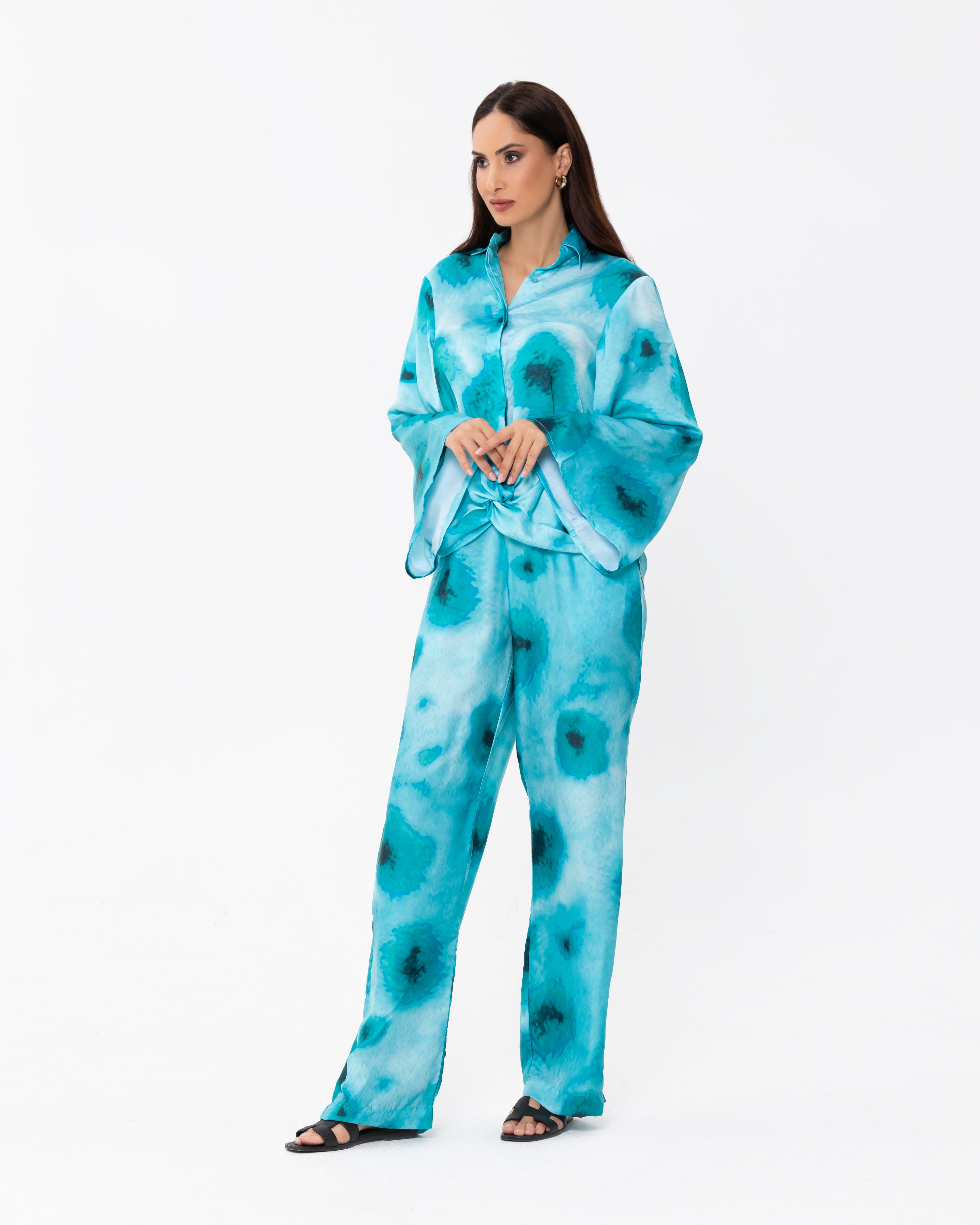 Knotted Shirt With Baggy Pants Co-ord Set