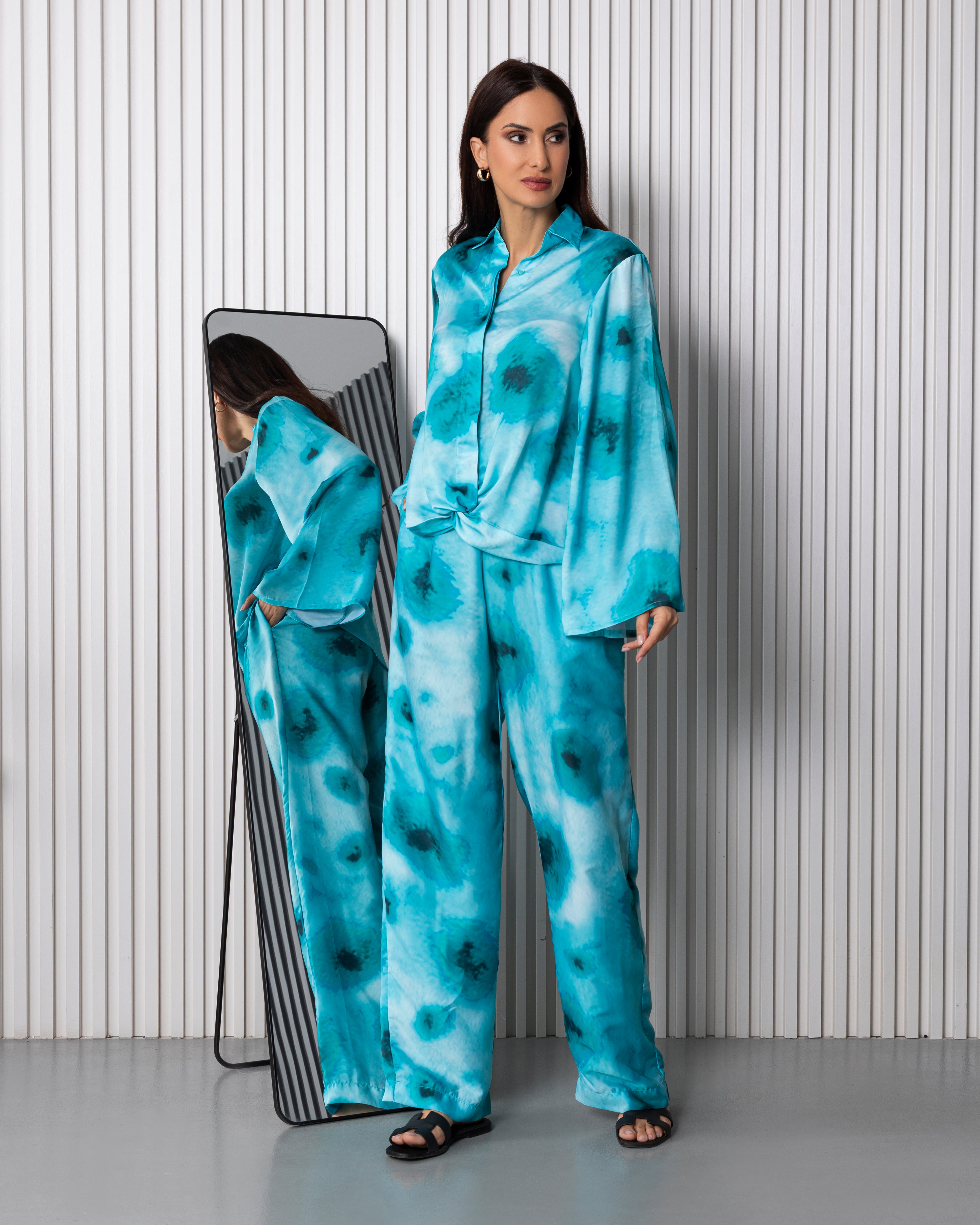 Knotted Shirt With Baggy Pants Co-ord Set