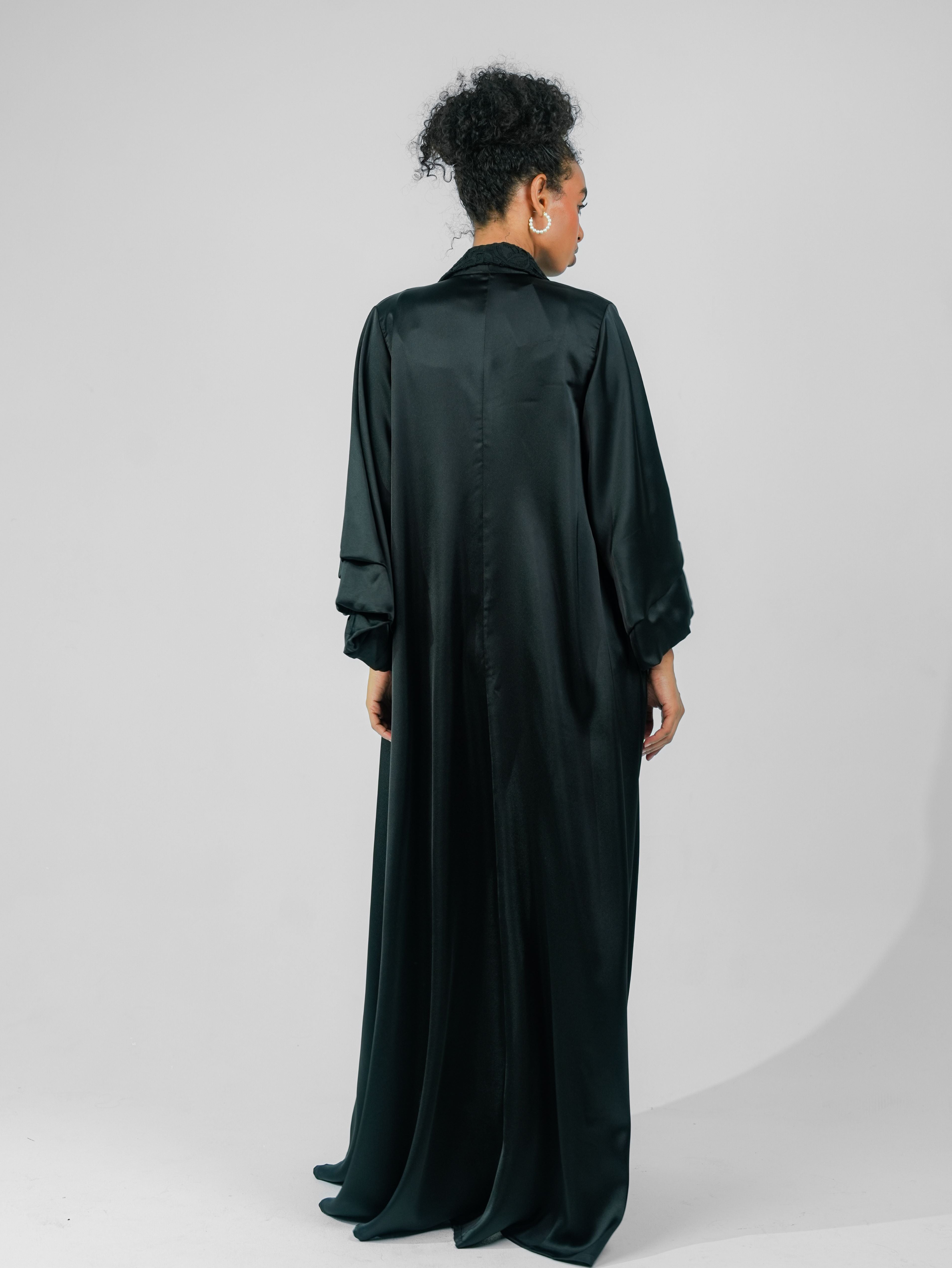 Abaya With Guipure Lapel