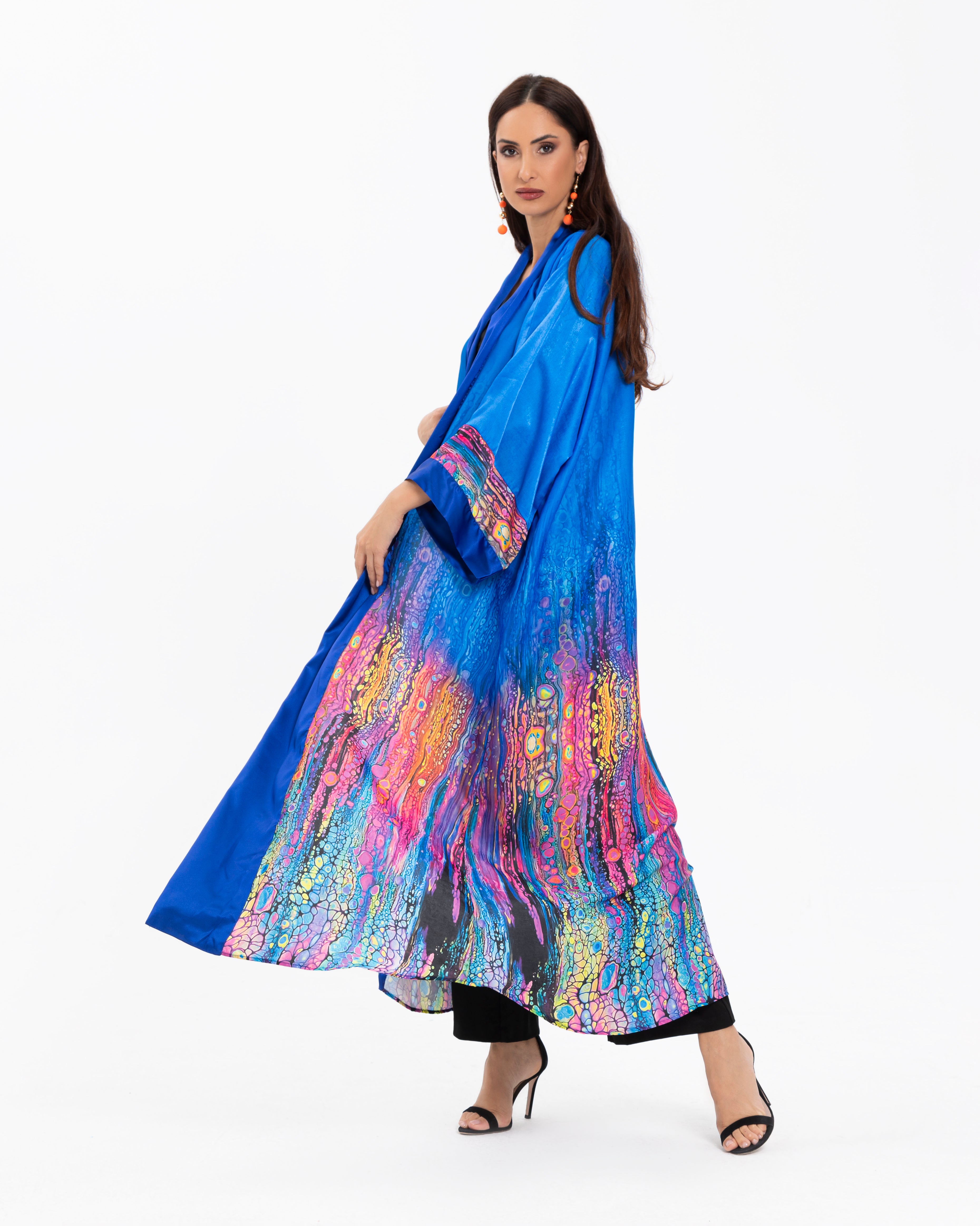 Oil Slick Print Abaya