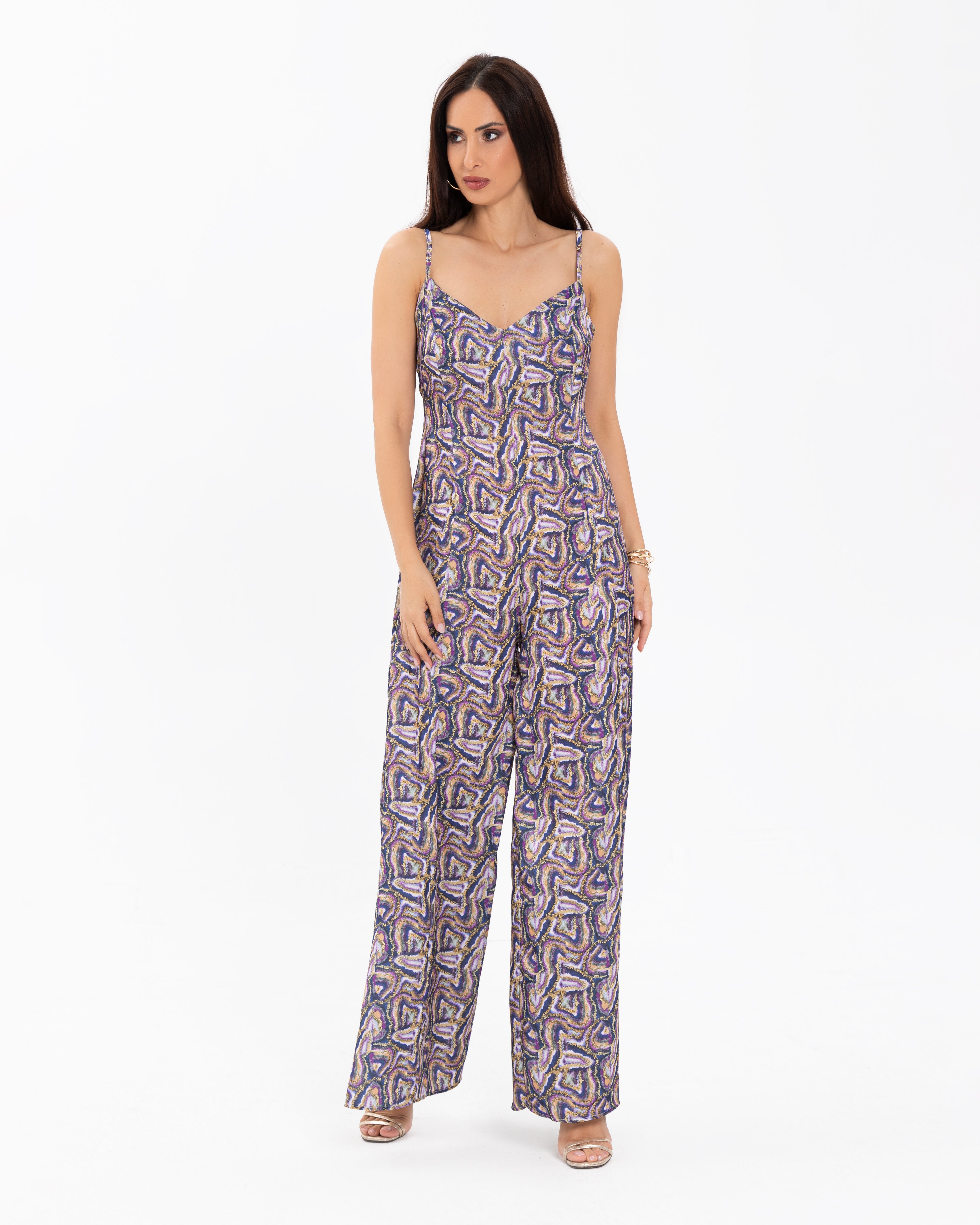 V Neck Jumpsuit With Spaghetti Straps