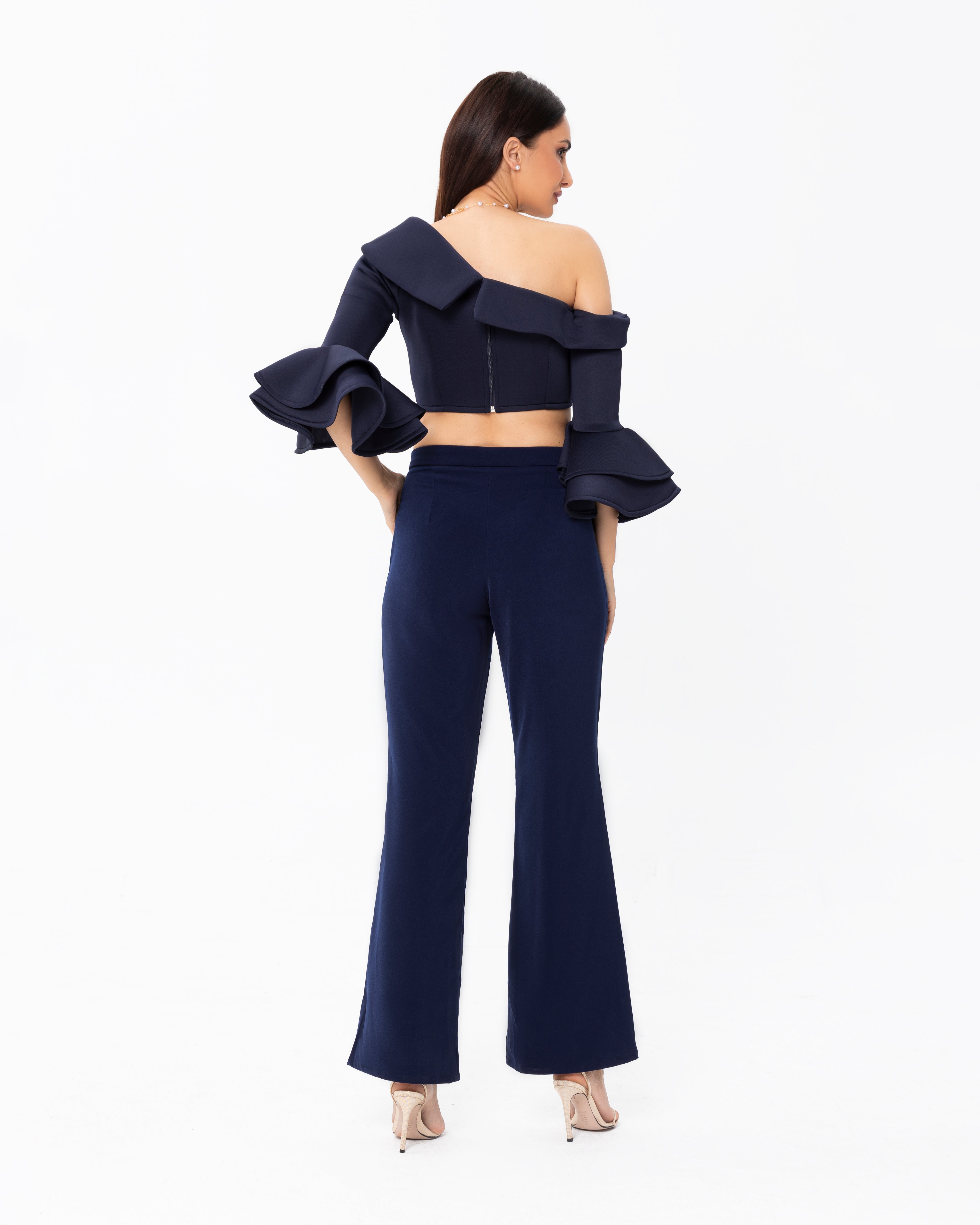 Drop Shoulder Crop Top With Matching Pants