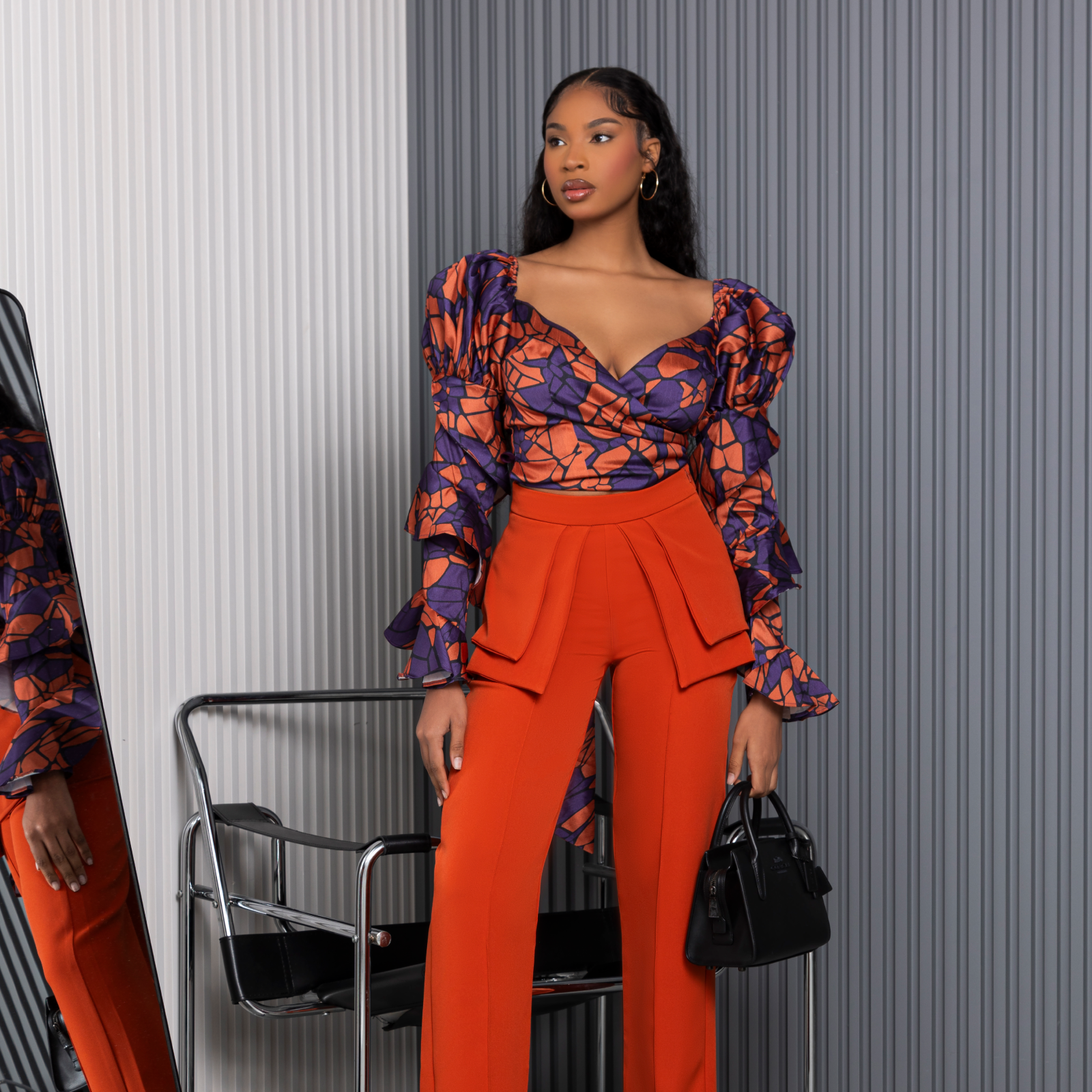 Straight-cut peplum trousers