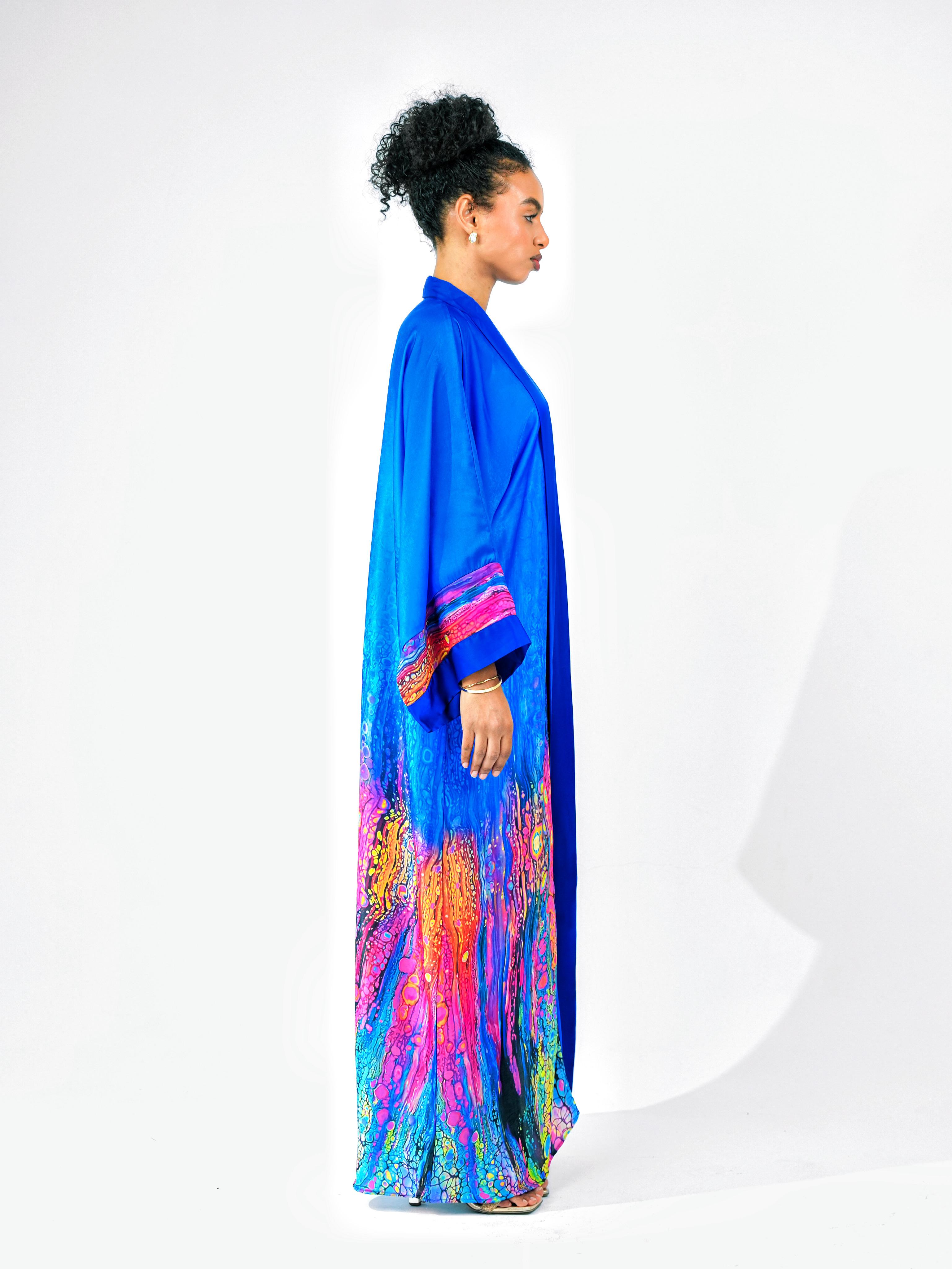 Oil Slick Print Abaya