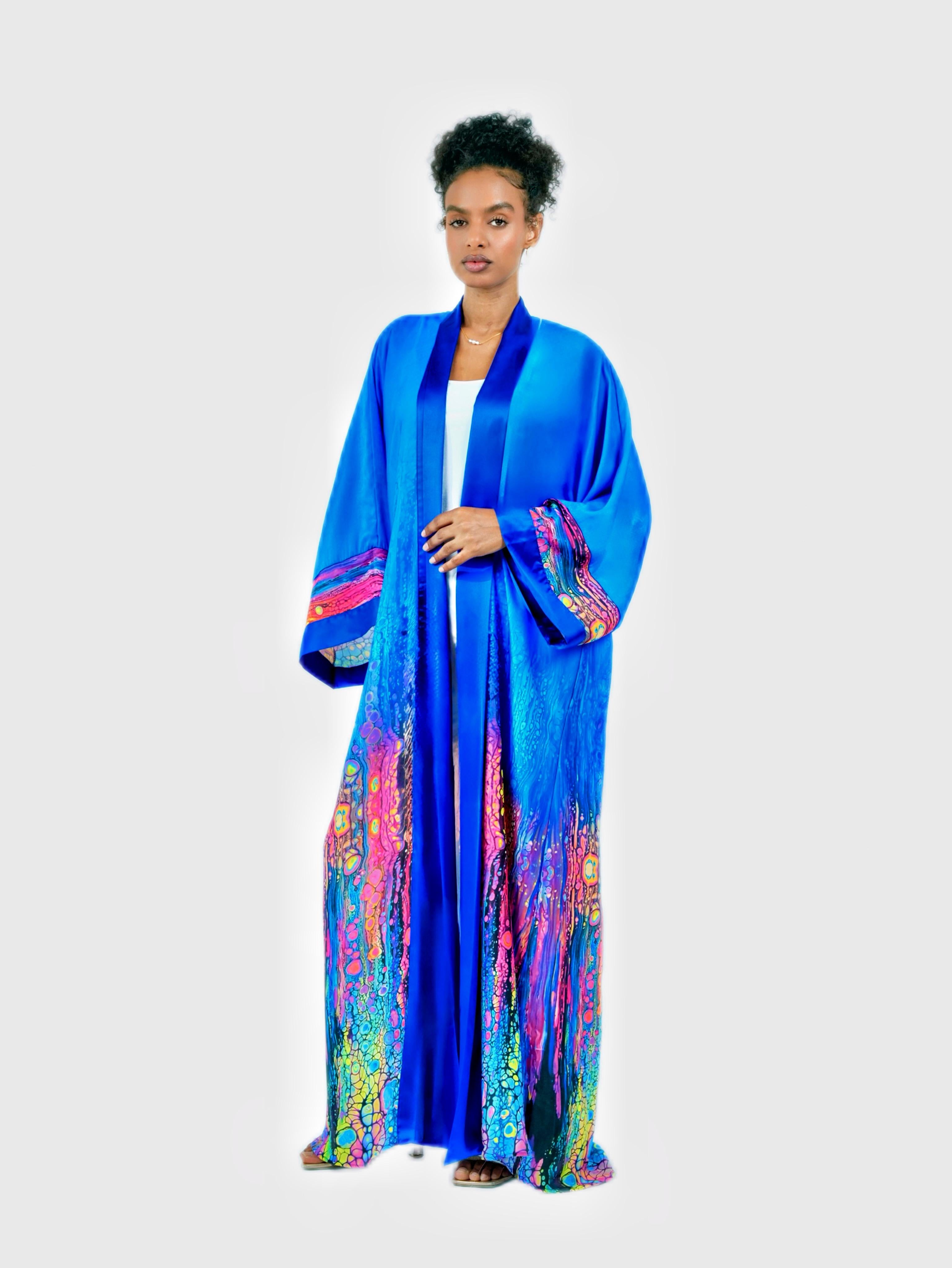 Oil Slick Print Abaya